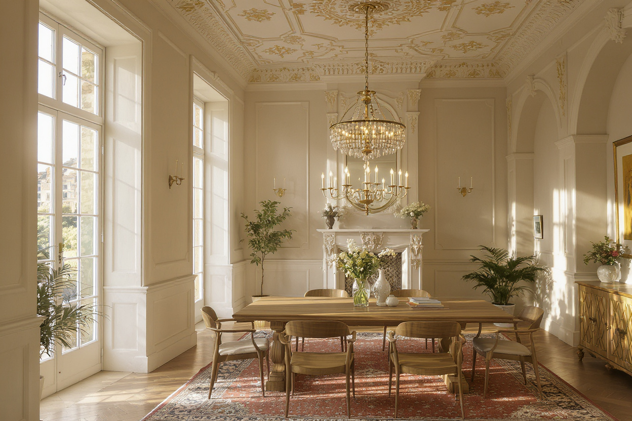 Interior of restored Cape Dutch manor house showing preserved architectural features with successfully integrated modern electrical systems